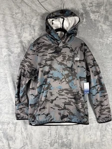 NWT Huk Coldfront+ Performance Logo Hoodie Men’s Medium Blue/Grey Camo $80 - Picture 1 of 5