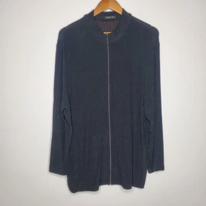 Vikki Vi USA Womens Black Full Zip Jacket Size 1X Casual Minimalist Stretchy - Picture 1 of 9