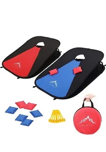 Himal Portable Folding Corn Hole Game Boards (3' x 2') with 8 Playing Bags (Blue - Picture 1 of 6