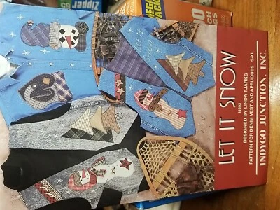 1996 Let It Snow Denim Vest & Applique Pattern S-XL Designed By Linda Tjarks New - Image 1 of 2