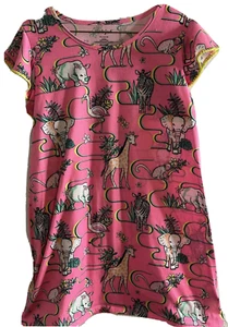 Pajama Sleep Shirt Girl's Size XL 14/16 Gown Pink Neon Jungle Animals - Picture 1 of 7