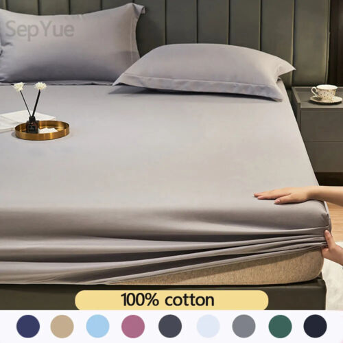 Cotton Fitted Bed Sheet Cotton Bedsheets Set Pillows Case Sheets Mattress Cover