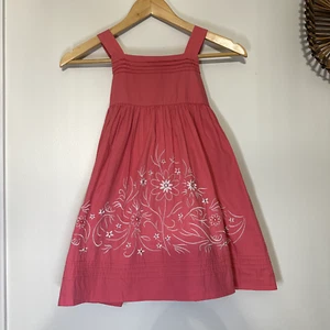 Girls Embroidered Pink George Dress Size 5T White Floral Embroidery - Picture 1 of 3