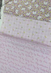 Baby Girl Chickens Hens Stars Quilt Craft Fabric Diy Blanket 1.5 Yard Lot OOP - Picture 1 of 1