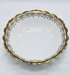Moritz Zdekauer MZ Austria Antik Porzellan Gold Zierleiste rosa und grüne Blumen - Bild 1 von 10