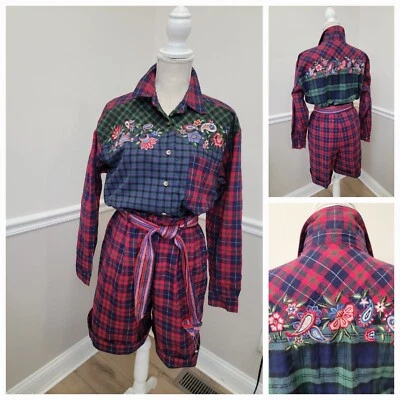 TRAJE CORTO NAVIDAD BORDADO FRANELA TARTÁN "NINON DE LENCLOSE" DE COLECCIÓN/Talla M Foto 1 de 4