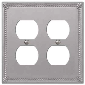 Amerelle 74DDBN Moderne Wallplate 2 Duplex Cast Metal Brushed Nickel 1-Pack - Picture 1 of 2