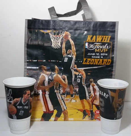 KAWHI LEONARD Lot * 2014 FINALS MVP SHOPPING BAG Plus 2015 & 2017 CUPS Cover