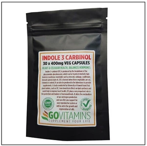 BEST SELLING Indole 3 Carbinol 400mg VEG capsules - CELLULAR HEALTH, GOVITAMINS - Picture 1 of 7