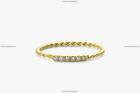 0.05 Ct Diamond Twisted Stackable Wedding Ring 14k Yellow Gold Fine Jewelry