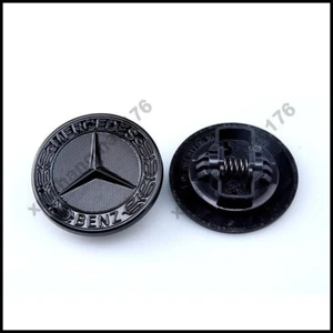 AMG Front Hood Emblem Glossy Black Flat Laurel Wreath Badge Mercedes W205 W213 - Picture 1 of 6