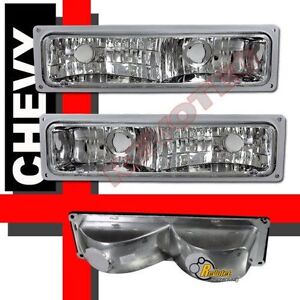 88-98 Chevy GMC C/K C10 1500 2500 3500 Pickup Chrome Bumper Parking Lights Lamps