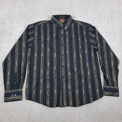 Southpole Shirt Mens 2XL Black Gold Metal Thunder Striped Lightning Y2k Vintage - Image 1 of 4