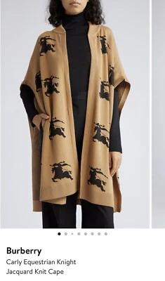 Nuevo con etiquetas Auténtico Poncho Burberry Cape Carly Tejido Ecuestre Camel Envolvente L M S OS Foto 1 de 4