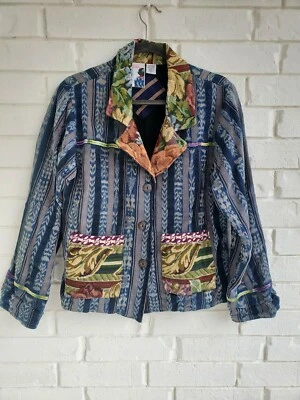 Chaqueta Textil Tejida a Mano Arte Azteca Guatemala Tradiciones Recicladas Talla S Índigo  Foto 1 de 4