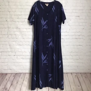 Vestido Camisa Larga para Mujer Hilo Hattie talla XL Azul con Botones Ranuras Mangas Cortas - Imagen 1 de 8