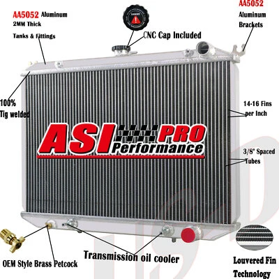 3 Row Radiator For 1995-97 Nissan Pickup 1987-95 Pathfinder 1986-94 D21 2.4L AT - Image 1 of 4