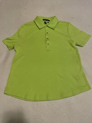  Lauren Ralph Lauren Womens Size Large Short Sleeve Neon Green Polo Shirt - Image 1 of 4