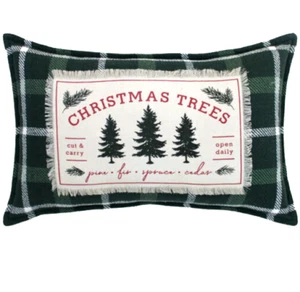 Christmas Tree Farm Green Forest Lumbar Pillow Rustic Place & Time 14 x 24 inch - Picture 1 of 4