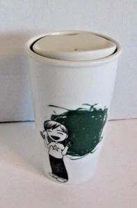 Starbucks 2015 Dot Collection pintura verde dedo niño viaje taza de 12 oz con pegatina - Imagen 1 de 3