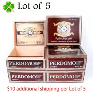Lote de 5 cajas de cigarros de madera vacías Perdomo Gordo Maduro Habano 8,5" x 7" x 3,5" - Imagen 1 de 12
