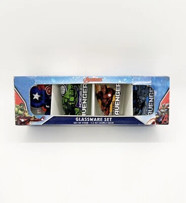 Juego de 4 vasos de chupito de cristalería Disney Marvel Avengers de 1,5 oz nuevo A48 Foto 1 de 3
