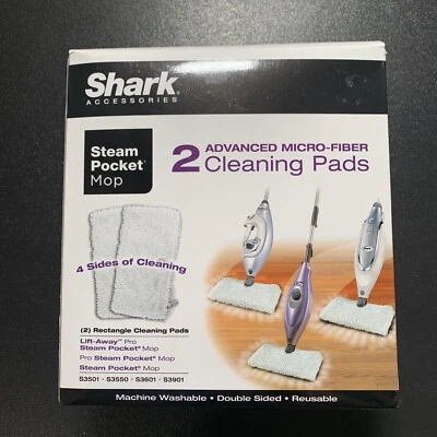 NUEVO Paquete de 2 almohadillas de limpieza de microfibra Shark para fregonas de bolsillo de vapor - doble cara Foto 1 de 2