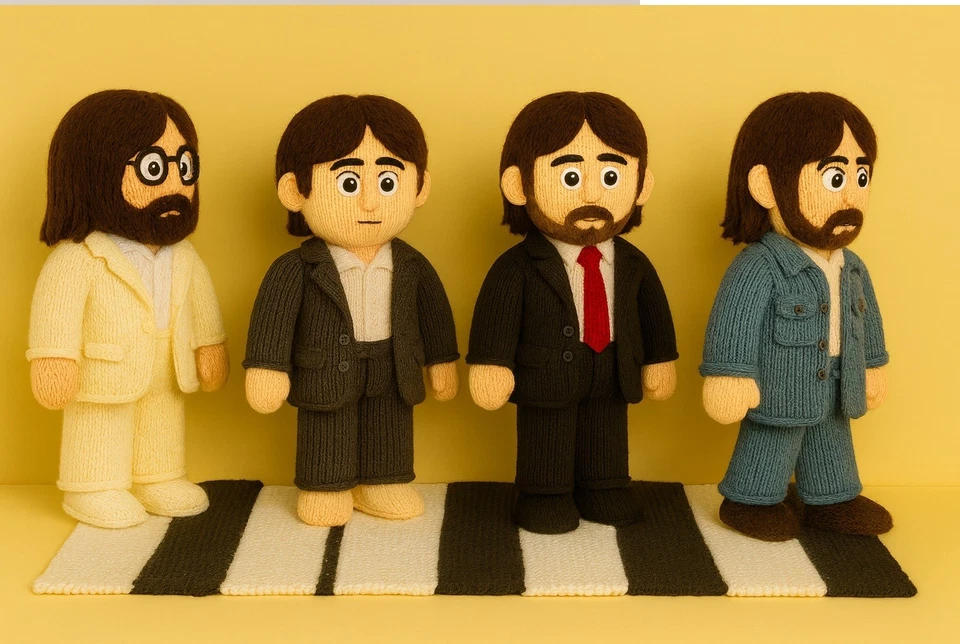 The Beatles John Lennon Paul McCartney Ringo George Knitted Pattern Abbey Road - Image 1 of 1
