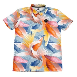 Devin Golf Polo Shirt Mens Size Medium Multicolor Floral Hawaiian Performance - Picture 1 of 9