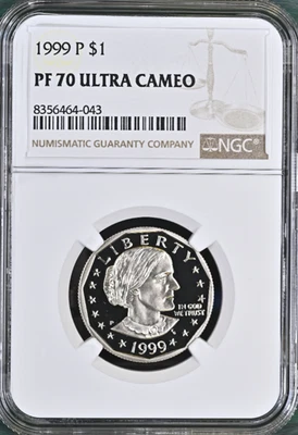1999 P Proof Susan B. Anthony Dollar NGC PF 70 Ultra Cameo - Image 1 of 2