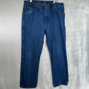 Wrangler 47MWZ Regular Fit Jeans Herren 36x30 Blau Denim Cowboy Schnitt Western Arbeit - Bild 1 von 13