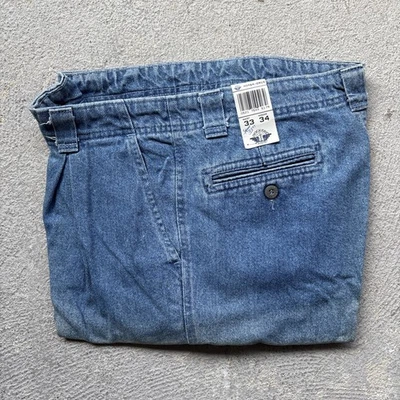 Deadstock 80s Dockers Jeans Mens 33x34 Pleated Denim Levi’s Straight Fit Vintage - Image 1 of 4