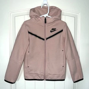 Nike Tech Girls XS 4 Full Zip Hoodie Pink Black Jacket Fleece $105 Sportswear - Picture 1 of 12