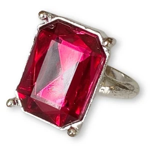 Anillo de Moda Vintage Rosa Fucsia Gran Corte Radiante Piedras Preciosas Talla 7.5 - Imagen 1 de 6