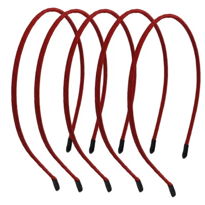 5 PIEZAS Diademas de Metal Envueltas en Satén - Bandas para Cabello Delgadas de 5 mm con Extremos de Goma Suave Foto 1 de 4