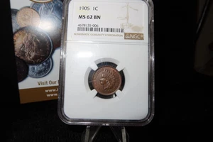 1905 Indian Head Small Cent. NGC Graded MS62 BN. Store # 08510 - Picture 1 of 3