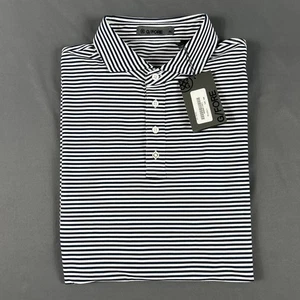 G/Fore G4 Golf Shirt Polo Striped XL Twilight Blue White Polyester NWT MSRP $110 - Picture 1 of 5