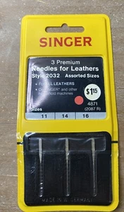 3 SINGER Premium Nadeln für alle Leder Style 2032 Größe 11, 14 & 16 - NEU - Bild 1 von 5