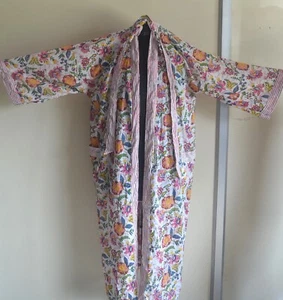 Beautiful Cotton Kimono Dress, Bath Robe Kimono hand Block Printed Cotton Kimono - Picture 1 of 8
