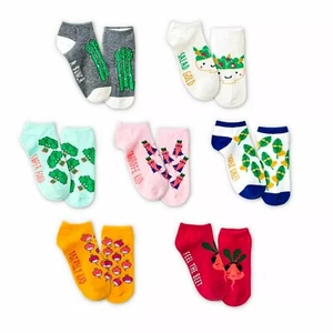 Girls' 7pairs Super Foods No Show Socks by Cat & Jack Large Shoe Size 3-10 NEW - Picture 1 of 8