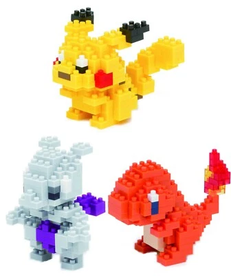 Nanobocks - 3 Sets -  Pikachu, Hitokage and Mewtwo - Pokemon Characters - Image 1 of 4