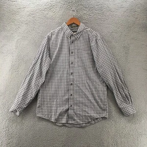 Cabelas Button Down Shirt Mens Tall L Gray Cotton Wrinkle Free Plaid Long Sleeve - Picture 1 of 12