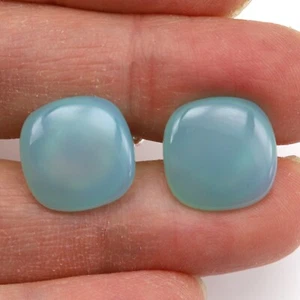 Natural Stone Cufflink for Men Natural Chalcedony stone Blue Cufflink (#162) - Picture 1 of 6