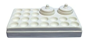 WHITE Ceramic Artist Paint Palette 20 wells plus 2 separate liquid pots & lids - Picture 1 of 11