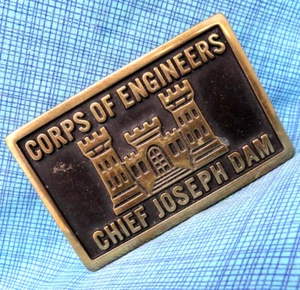 US Army Corps Of Engineers Belt Buckle Chief Joseph Dam Vtg 80s Anacortes.TAZ039 - Picture 1 of 8