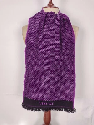 Versace genuine vintage patterned Purple / Black wool winter Scarf Scarve - Image 1 of 4