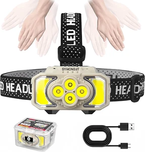 LED Head Torch Headlamp, Motion Sensor Control, with Night Light Tent Light Mode - Picture 1 of 6