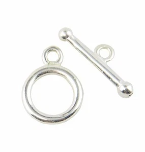 4 Pack Round Plain Toggle 11 x 15mm Silver Jewellery Connector Clasp - Picture 1 of 1