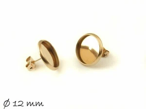 10 Stk. Ohrstecker Rohlinge mit Fassung Ø 12 mm aus Edelstahl, rosegold - Bild 1 von 1