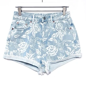 Topshop Moto Floral Denim Shorts Womens 28 Festival Boho Hippie Coastal Summer - Picture 1 of 11